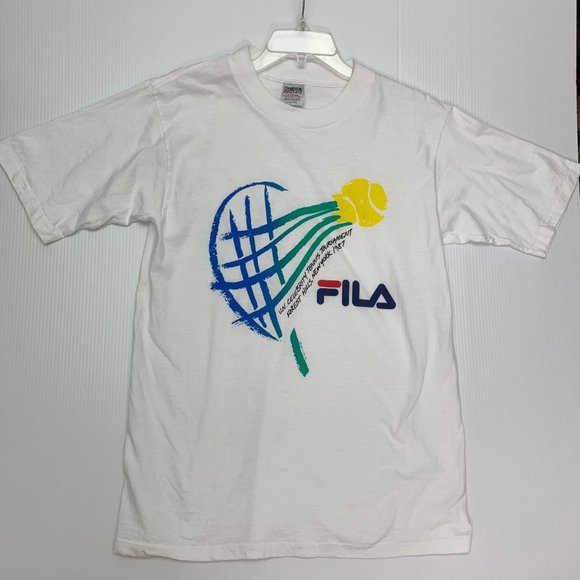 Vintage Tops - Vintage T Shirt Large 1987 New York Fila Tennis